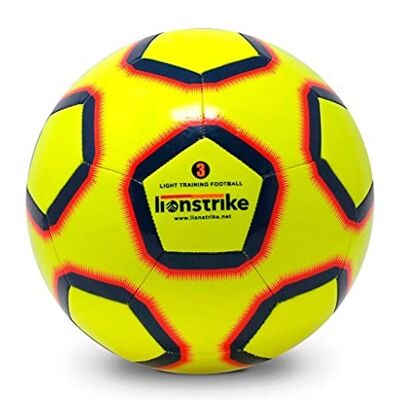 Lionstrike Größe 3 Lite-Fußball mit NeoBladder-Technologie, leichter Kinderfußball (Alter 3–7), Jungen/Mädchen, Indoor- oder Outdoor-Trainings-/Coaching-Fußball (Gelb)