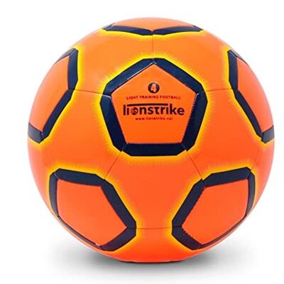 Pallone da calcio Lionstrike misura 3 Lite con tecnologia NeoBladder, pallone da calcio leggero per bambini (età 3-7) Pallone da calcio per allenamento/allenamento indoor o outdoor per ragazzi/ragazze (Arancione)