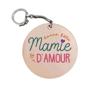 Porte-clés en bois - Bonne fête Mamie d’amour