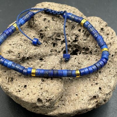 Adjustable Shamballa bracelet, natural Lapis Lazuli beads