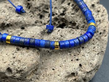 Bracelet Shamballa ajustable, perles en Lapis Lazuli naturel 3