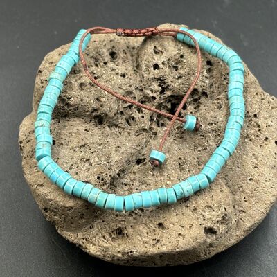 Adjustable Shamballa bracelet, natural Turquoise Howlite beads