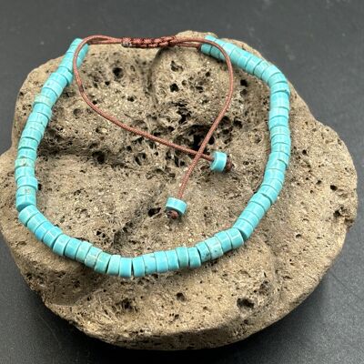 Adjustable Shamballa bracelet, natural Turquoise Howlite beads
