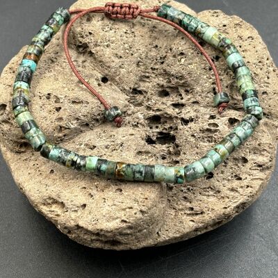 Verstellbares Shamballa-Armband, natürliche afrikanische Türkisperlen