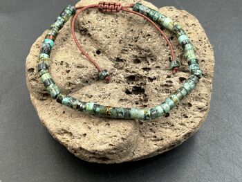 Bracelet Shamballa ajustable, perles en Turquoise Africaine naturelle 1