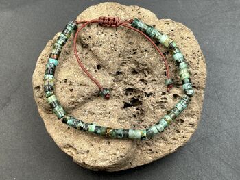 Bracelet Shamballa ajustable, perles en Turquoise Africaine naturelle 2
