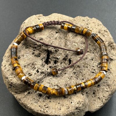 Bracelet Shamballa ajustable, perles en oeil de tigre naturel