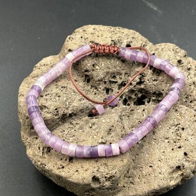 Adjustable Shamballa bracelet, natural Amethyst beads