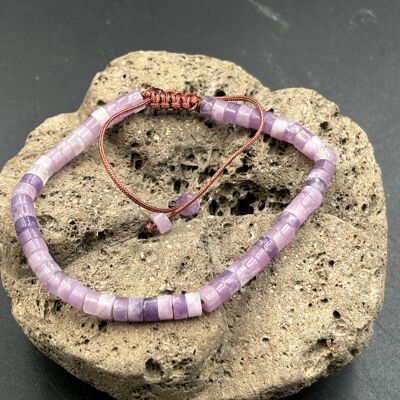 Adjustable Shamballa bracelet, natural Amethyst beads