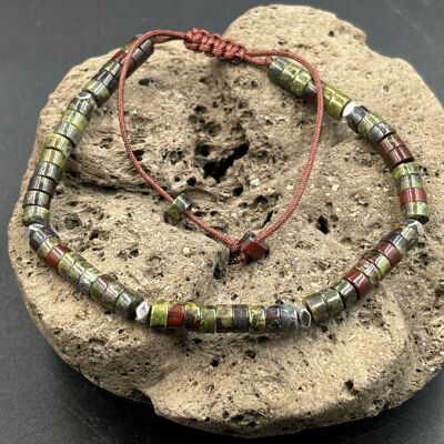 Adjustable Shamballa bracelet, natural Dragon Blood Jasper beads