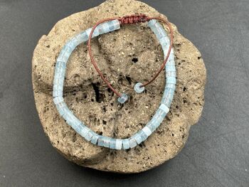 Bracelet Shamballa ajustable, perles en Aigue Marine naturelle 2