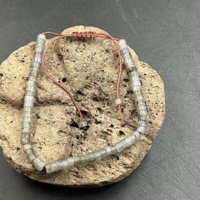Adjustable Shamballa bracelet, natural Labradorite beads