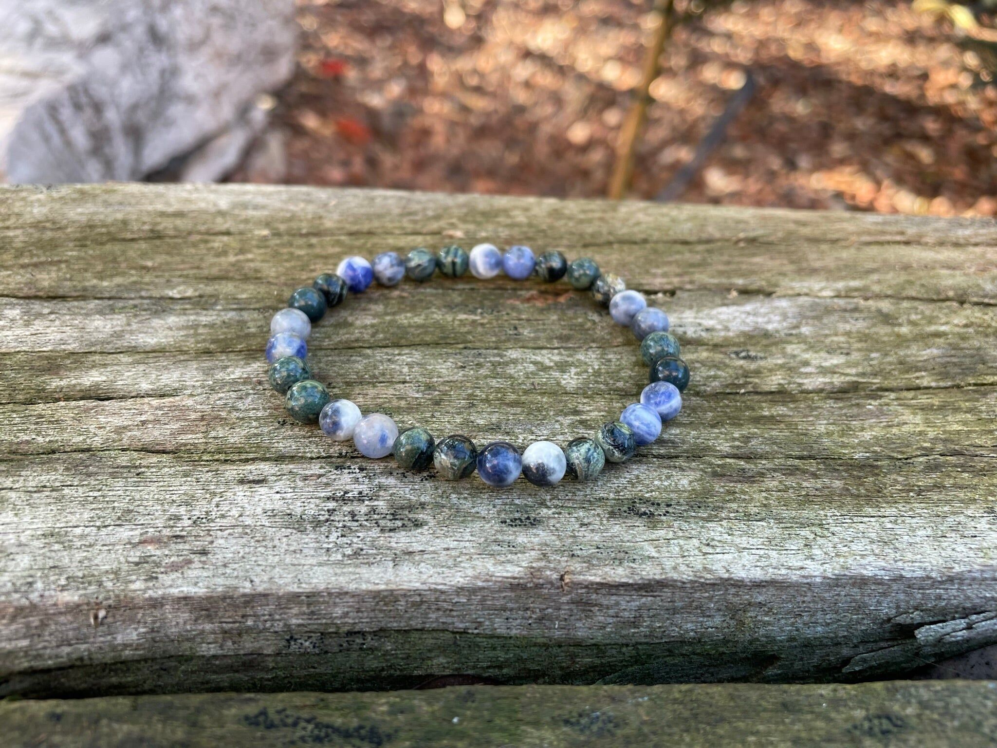 Bracciale Elastico Litoterapia in Sodalite e Diaspro Kambaba