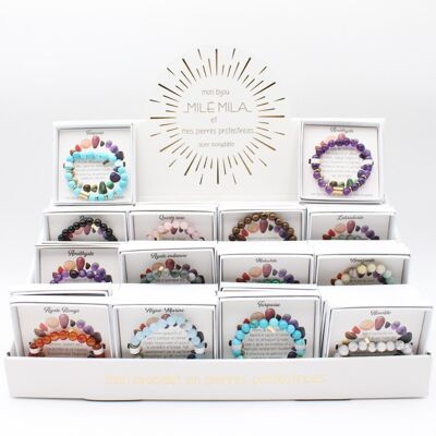 Pack of 36 bracelets in natural stones and steel