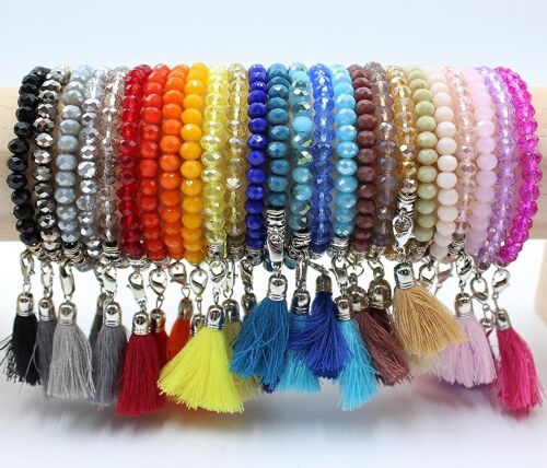 Pack de 25 bracelets cristal avec pompon