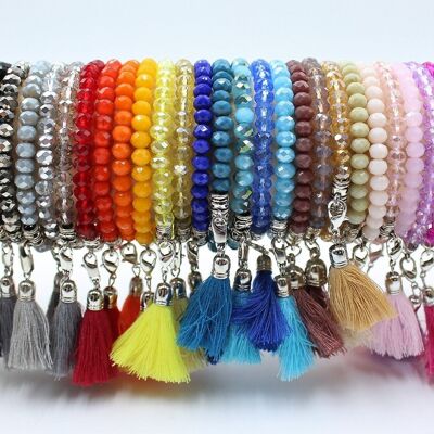 Pack of 25 crystal bracelets with pompom