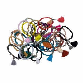 Pack de 25 bracelets cristal avec pompon 2