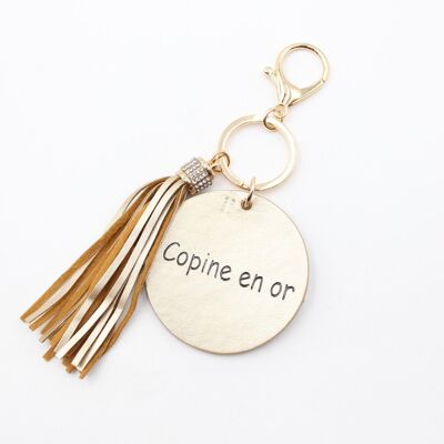 Girlfriend message key ring in gold