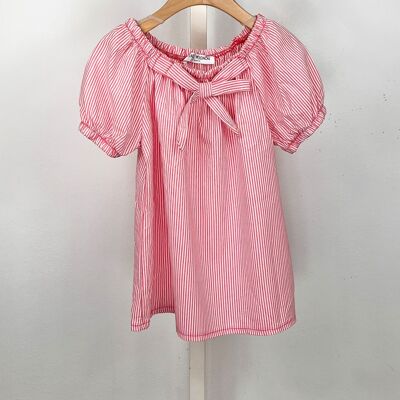 Striped cotton top with short sleeves for girls