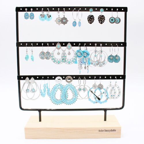 Pack de 18 boucles d'oreilles acier - ARGENTE TURQUOISE