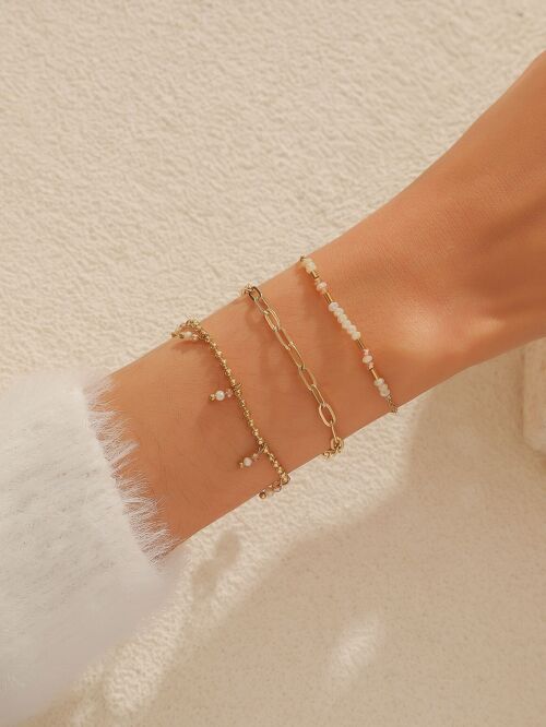 ENSEMBLE DE 3 BRACELETS ACIER INOXYDABLE 24BRA128