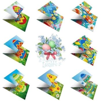 Cartes de vœux 3D Diamond Easter, 8 pièces, forets ronds 5