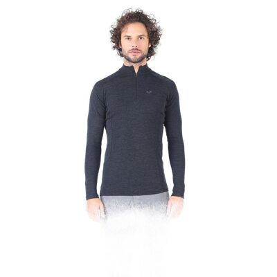 Long sleeve shirt - ASTRO - 100% merino wool (zip)