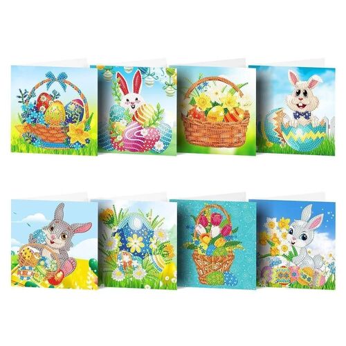 Diamond Easter Greeting Cards, 8 pieces, round drills