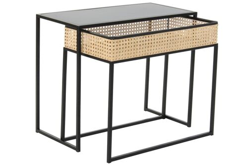 Mesa Centro Set 2 Metal Ratan 60X30X50 Rejilla MB189818