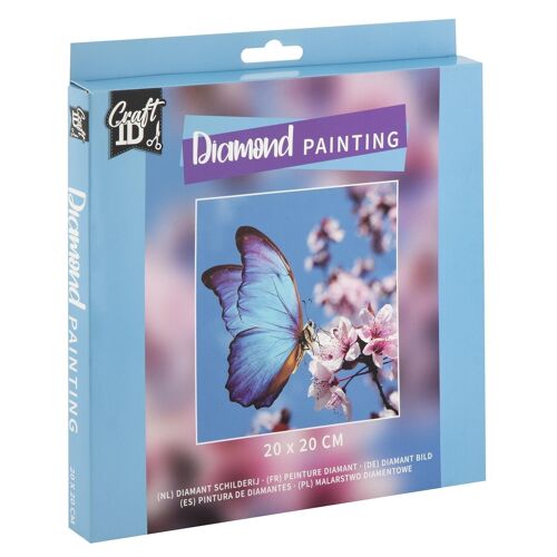 Diamond Painting Blue Butterfly, 20x20 cm, Round Drills