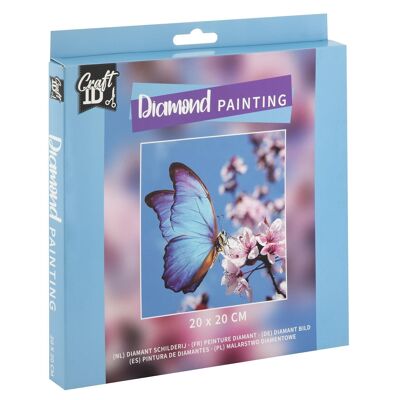 Diamond Painting Farfalla Blu, 20x20 cm, punte tonde