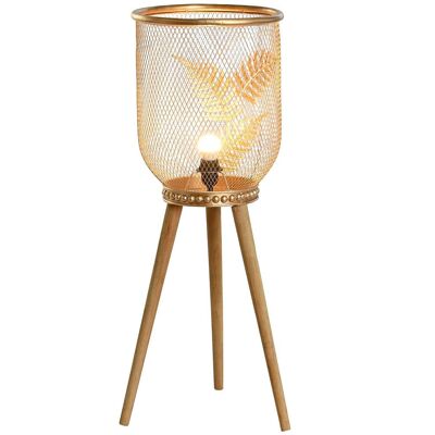 Lampada da Tavolo in Metallo Pino 32X32X90 Foglia Oro LA203114