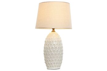 Lampe de table en coton porcelaine 36x36x65 feuilles LA212974 1