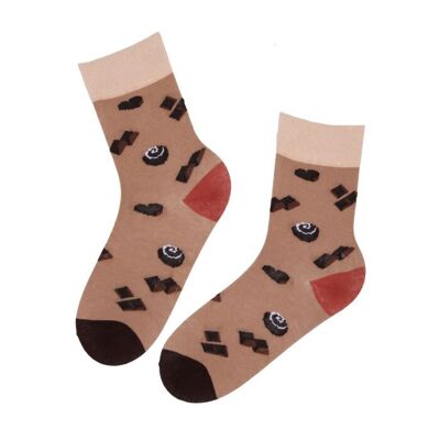 CAFE brown cotton socks with chocolate