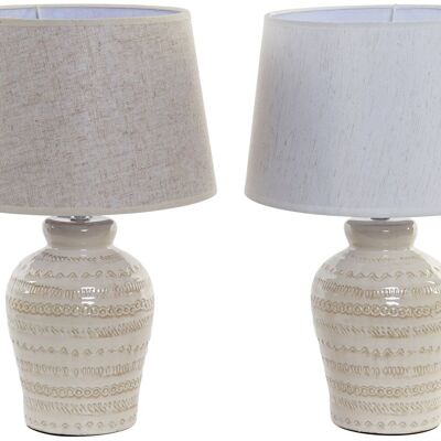 LINEN STONEWARE TABLE LAMP 27X27X42.5 2 SURT. LA165702