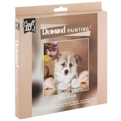 Diamond Painting Cute Puppy, 20x20 cm, Round Drills