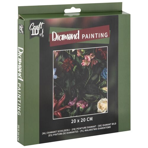 Diamond Painting Flowers, 20x20 cm, Round Drills