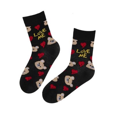 Schwarze Baumwollsocken JULIET mit Bären