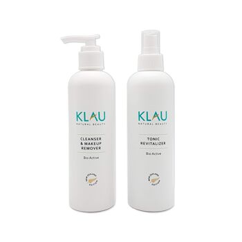 KLAU Nettoyant & Démaquillant + Tonique Revitalisant 2 x 250 ml - Bio Active 1