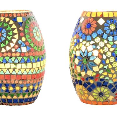 Lampe de table en verre 14x14x19 mosaïque 2 assortiment. LA212619