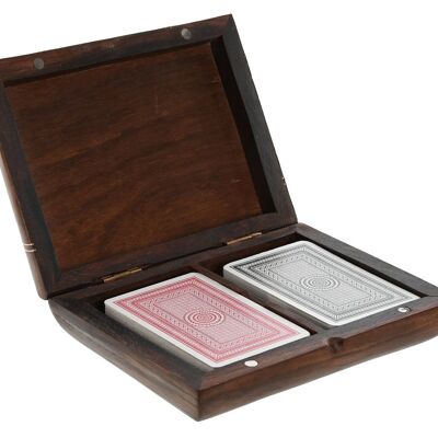 GAME SET 3 SHEESHAM 16X12X4 BROWN CARDS JM211623