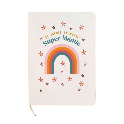 Weißes Notizbuch – Super Mamie Rainbow