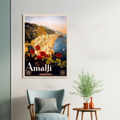 Póster vintage sobre lienzo: Amalfi