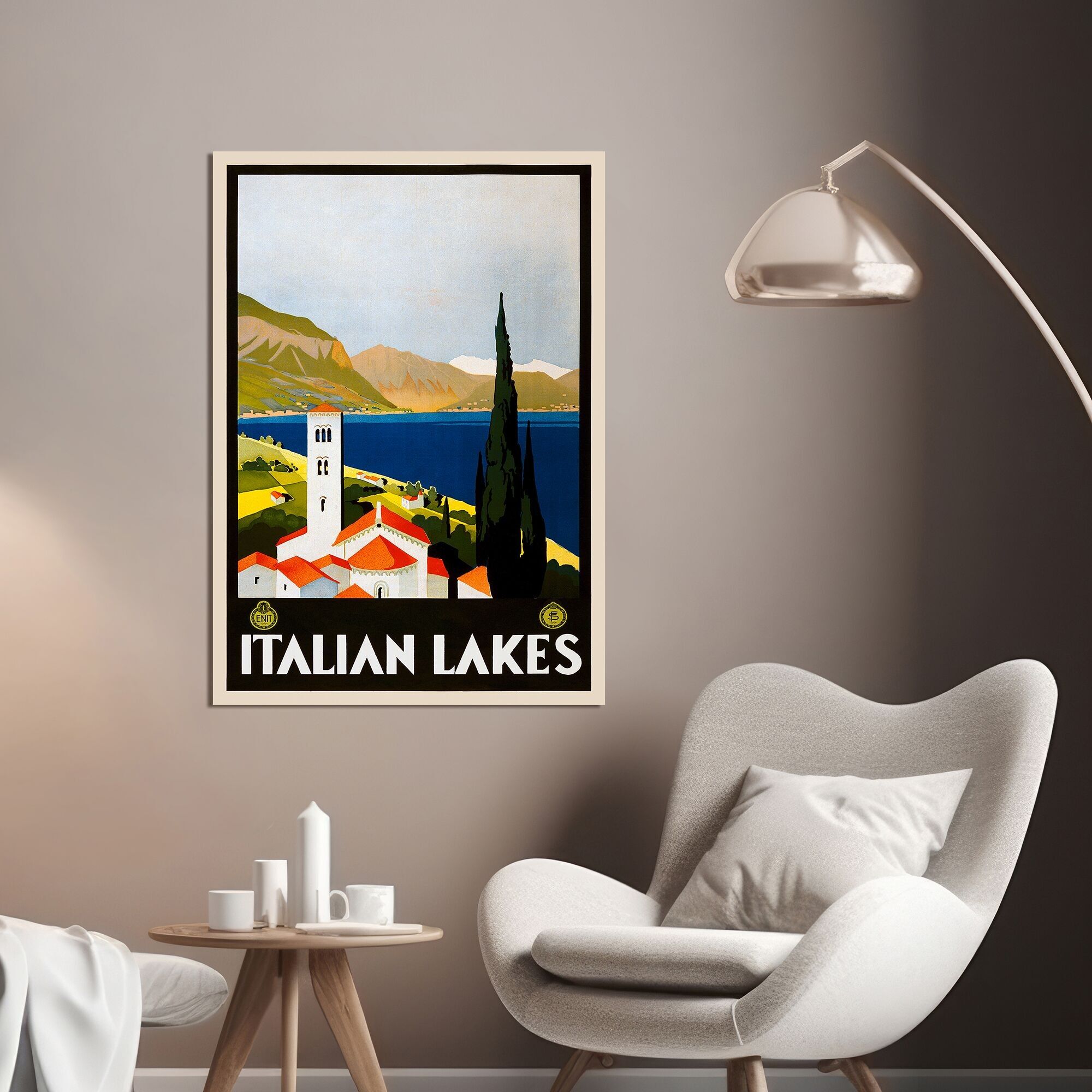 Póster de lienzo vintage: Lagos de Italia