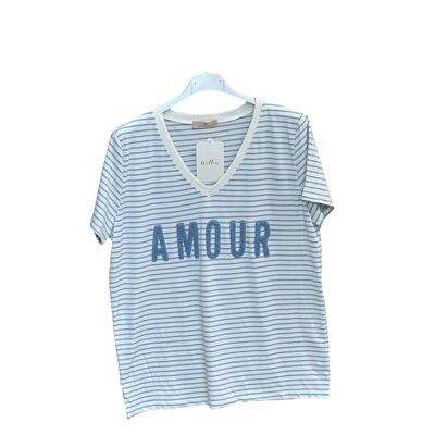 Embroidered Amour sailor striped t-shirt