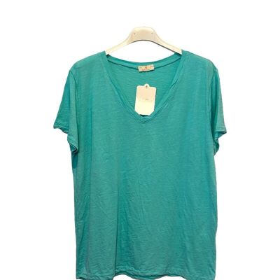 Camiseta lisa cuello pico #7142