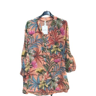 Oversized floral print shirt