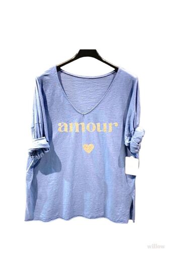 Haut uni coton imprimé Amour 22