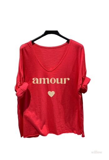 Haut uni coton imprimé Amour 23