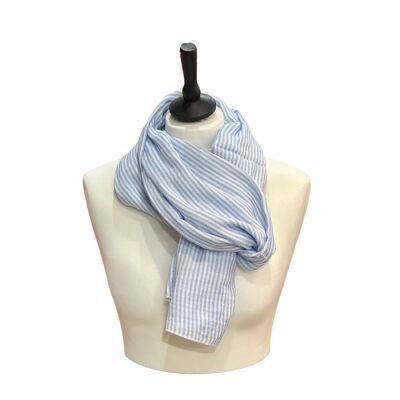 Striped cotton gauze scarf 180cm x 50cm